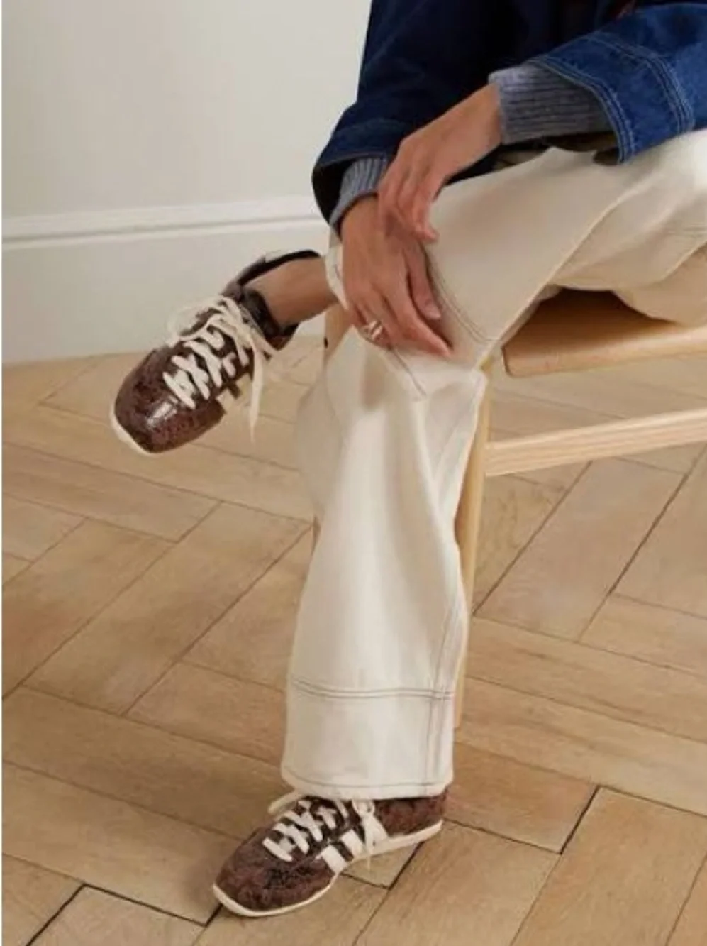 adidas Brown Snake-Print Sneakers with Cream Stripes